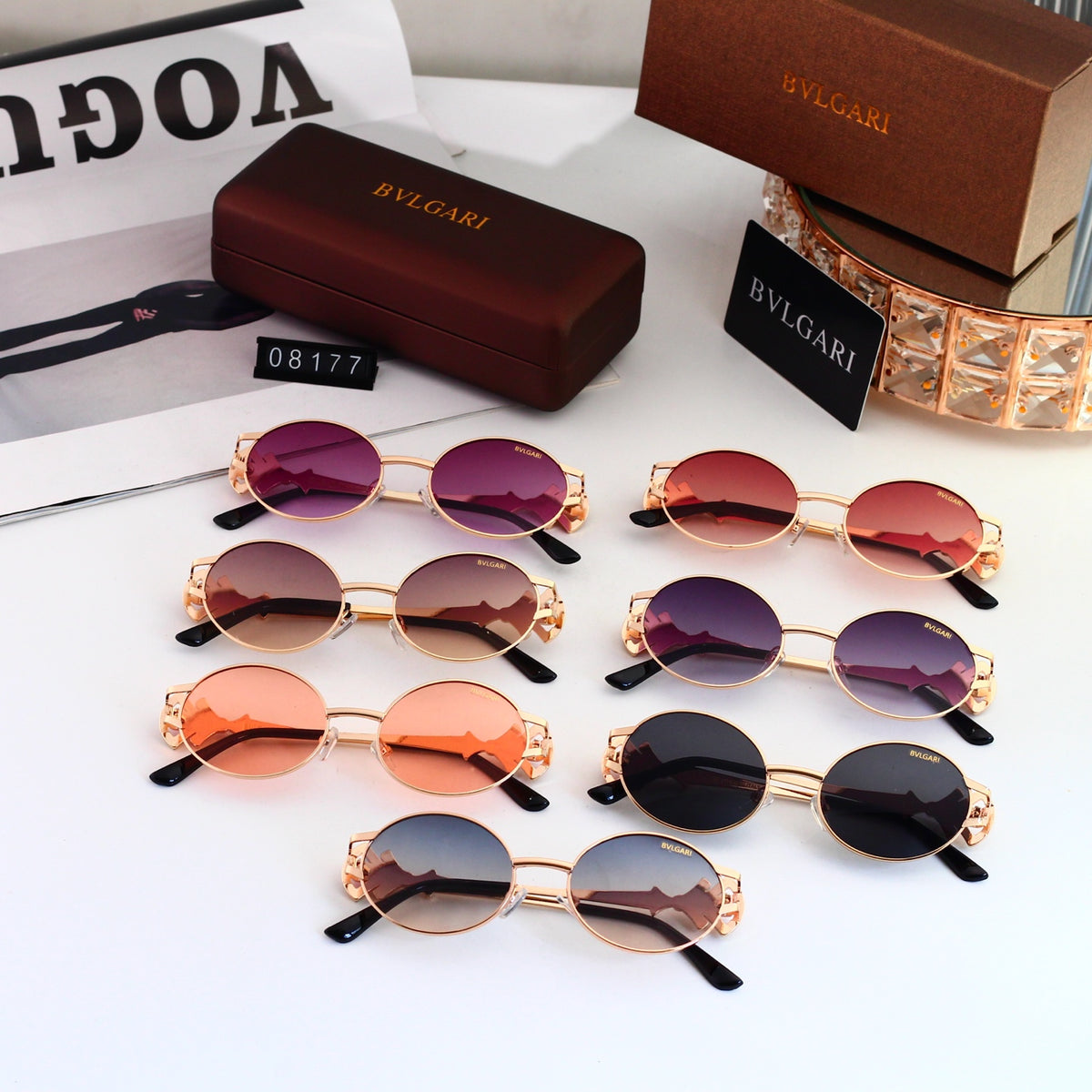 Luxury Vintage Oval Metal Frame Sunglasses - 08177