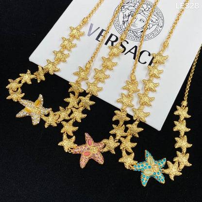 Diamond Starfish Pendant Necklace