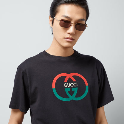 T-shirt à imprimé motif classique rouge et vert