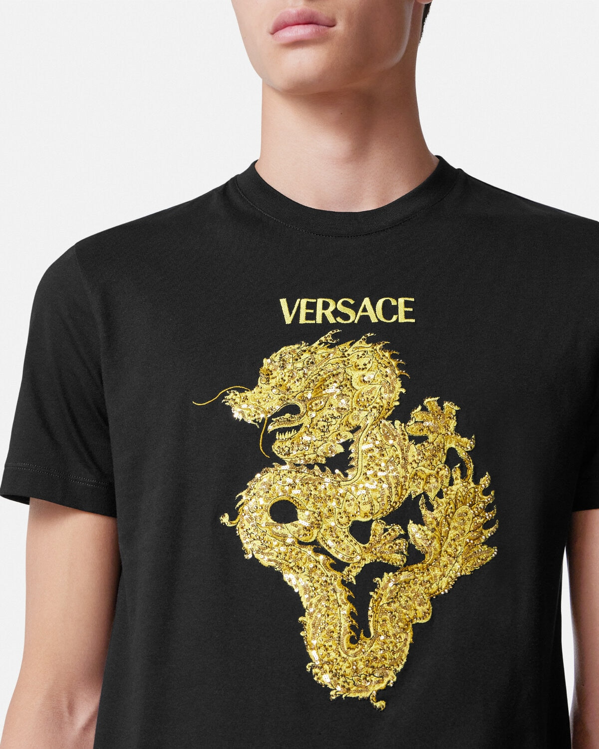 T-shirt imprimé Dragon doré