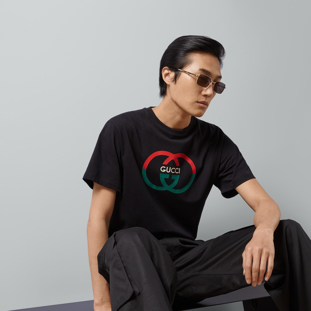 T-shirt à imprimé motif classique rouge et vert