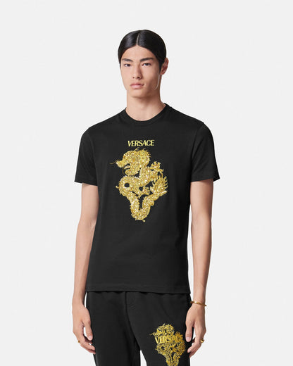 T-shirt imprimé Dragon doré