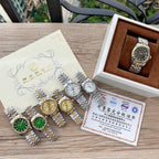 Classic Stainless Steel Luxury Dress Watch – 5-Color Dial Collection with Crystal Markers, Elegant Gold & Two-Tone Finishes