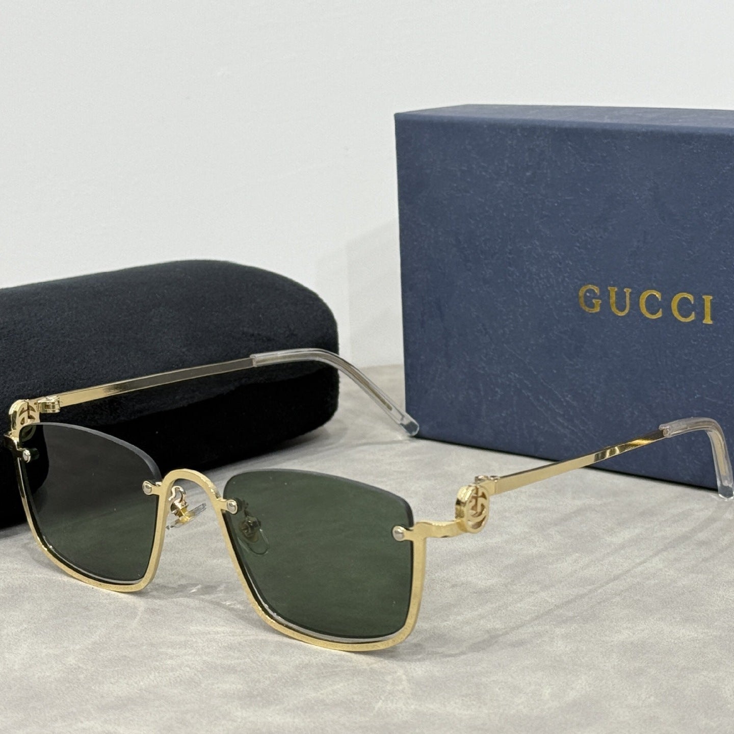 Lunettes de soleil rétro à la mode avec branches en métal de qualité supérieure