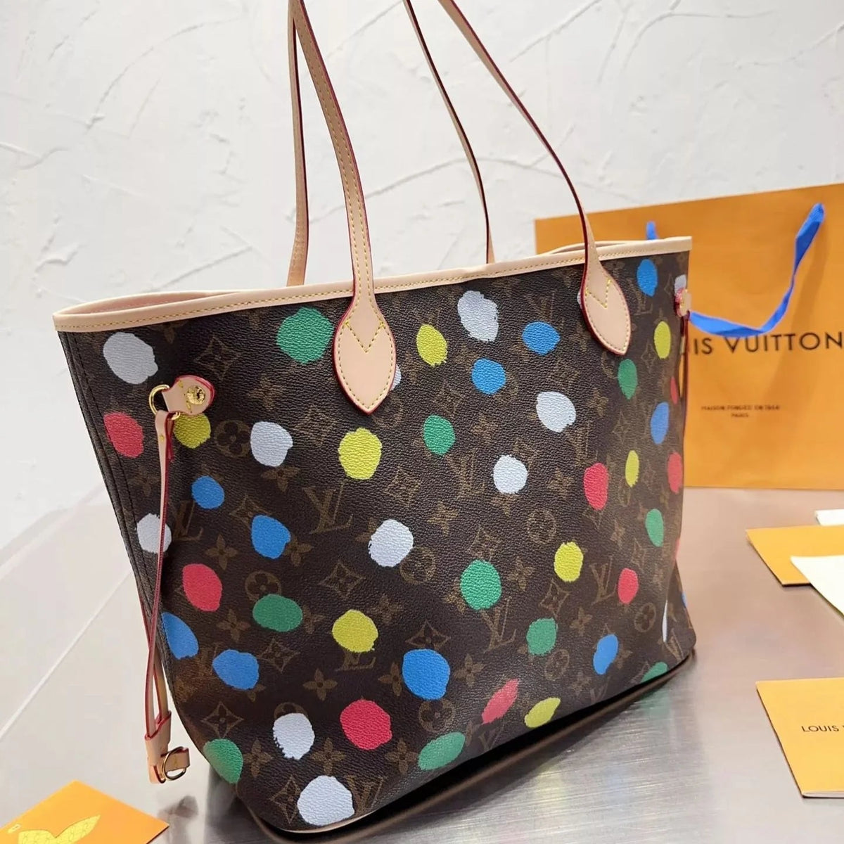 Neverfull Colorful Polka Dot Shopping Bag