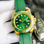 Men’s Gold-Tone Stainless Steel Automatic Dive Watch – 3-Color Dial Collection with Matching Rubber Straps, Classic Sport Luxury