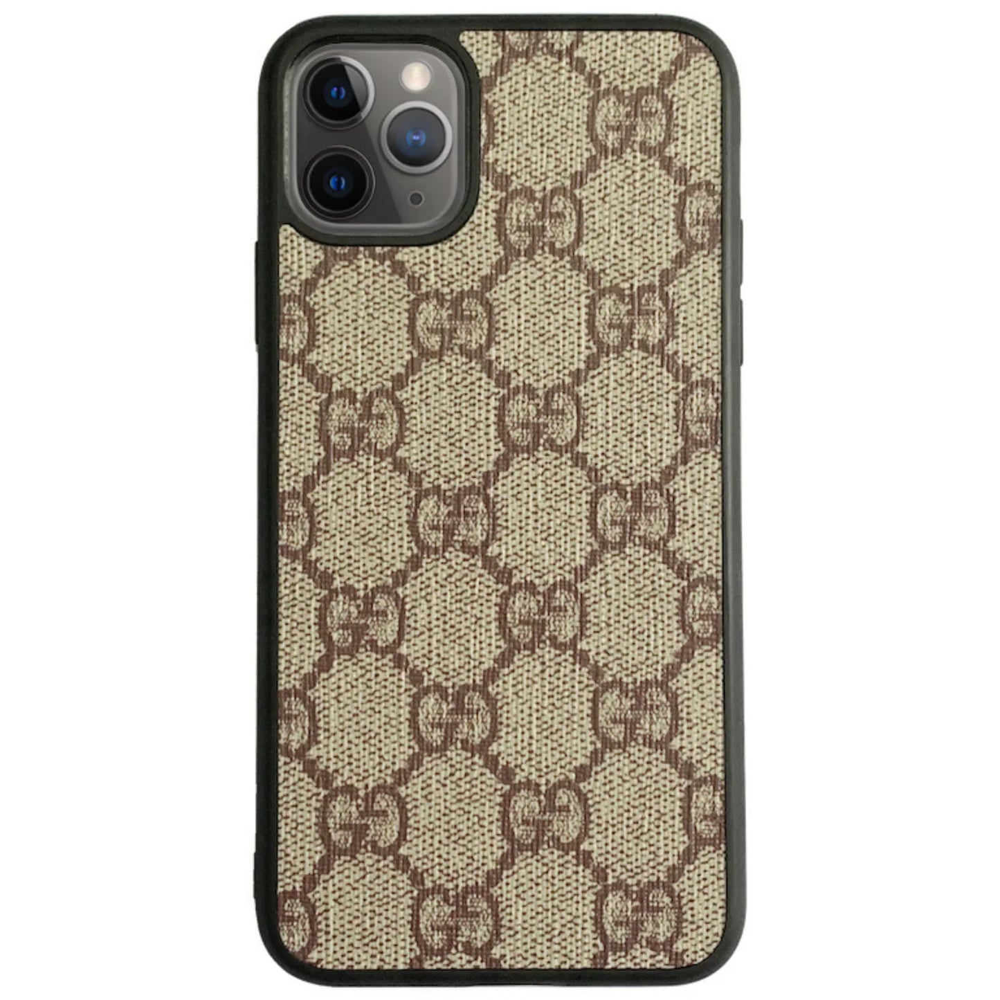ÉTUI EN CUIR BEIGE À LOGO