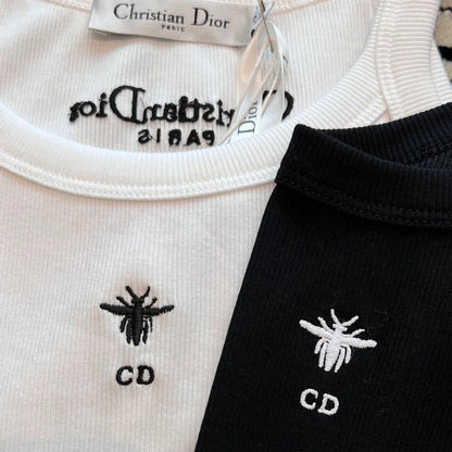 Débardeur en jersey de coton côtelé imprimé abeille