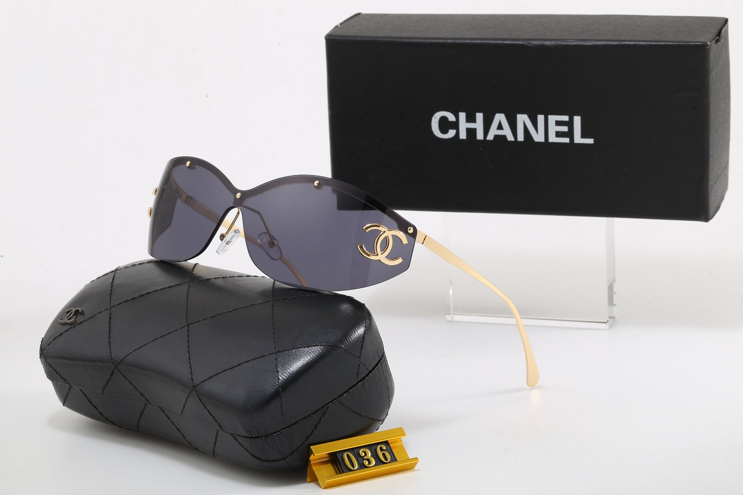Y2K Rimless Shield Wrap Sunglasses, Women UV400 Polarized Fashion Shades 036