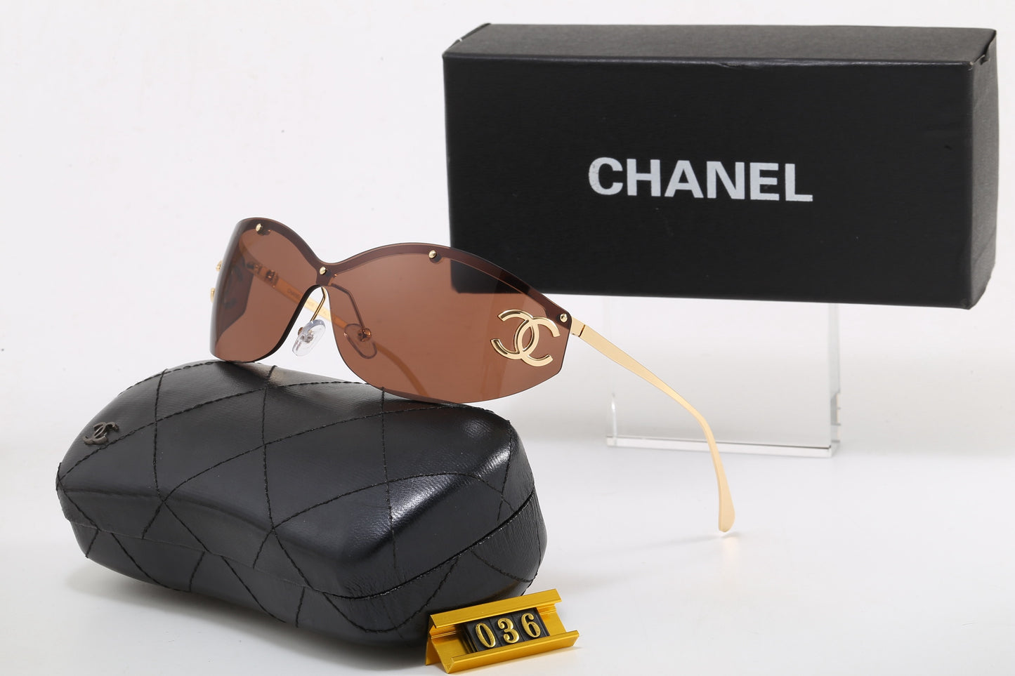 Y2K Rimless Shield Wrap Sunglasses, Women UV400 Polarized Fashion Shades 036