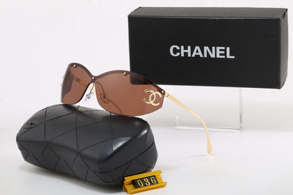 Y2K Rimless Shield Wrap Sunglasses, Women UV400 Polarized Fashion Shades 036