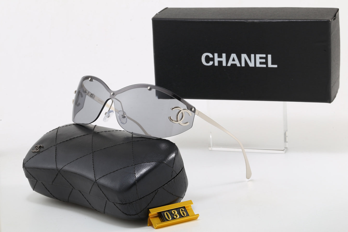 Y2K Rimless Shield Wrap Sunglasses, Women UV400 Polarized Fashion Shades 036