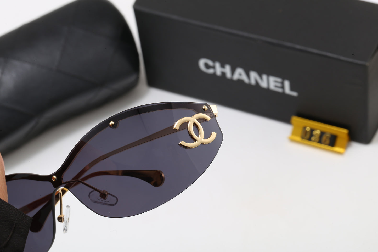 Y2K Rimless Shield Wrap Sunglasses, Women UV400 Polarized Fashion Shades 036