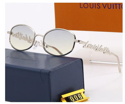 Vintage Oval Metal Frame Sunglasses, Retro UV400 Polarized Fashion Shades for Women 006