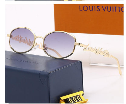 Vintage Oval Metal Frame Sunglasses, Retro UV400 Polarized Fashion Shades for Women 006