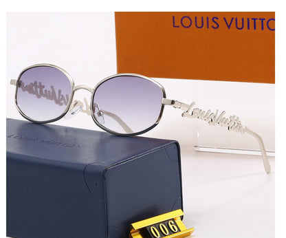 Vintage Oval Metal Frame Sunglasses, Retro UV400 Polarized Fashion Shades for Women 006