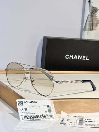 3 Color Pilot Chain Temple Sunglasses 4298H