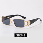 Rimless Rectangular Sunglasses 7 Style Options Vintage Medallion Design Classic Fashion Luxury Look SH341