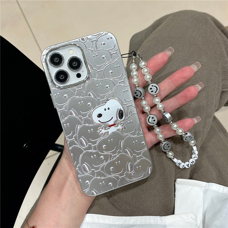 Funda con diseño de perro chapada en oro rosa