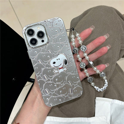 Funda con diseño de perro chapada en oro rosa