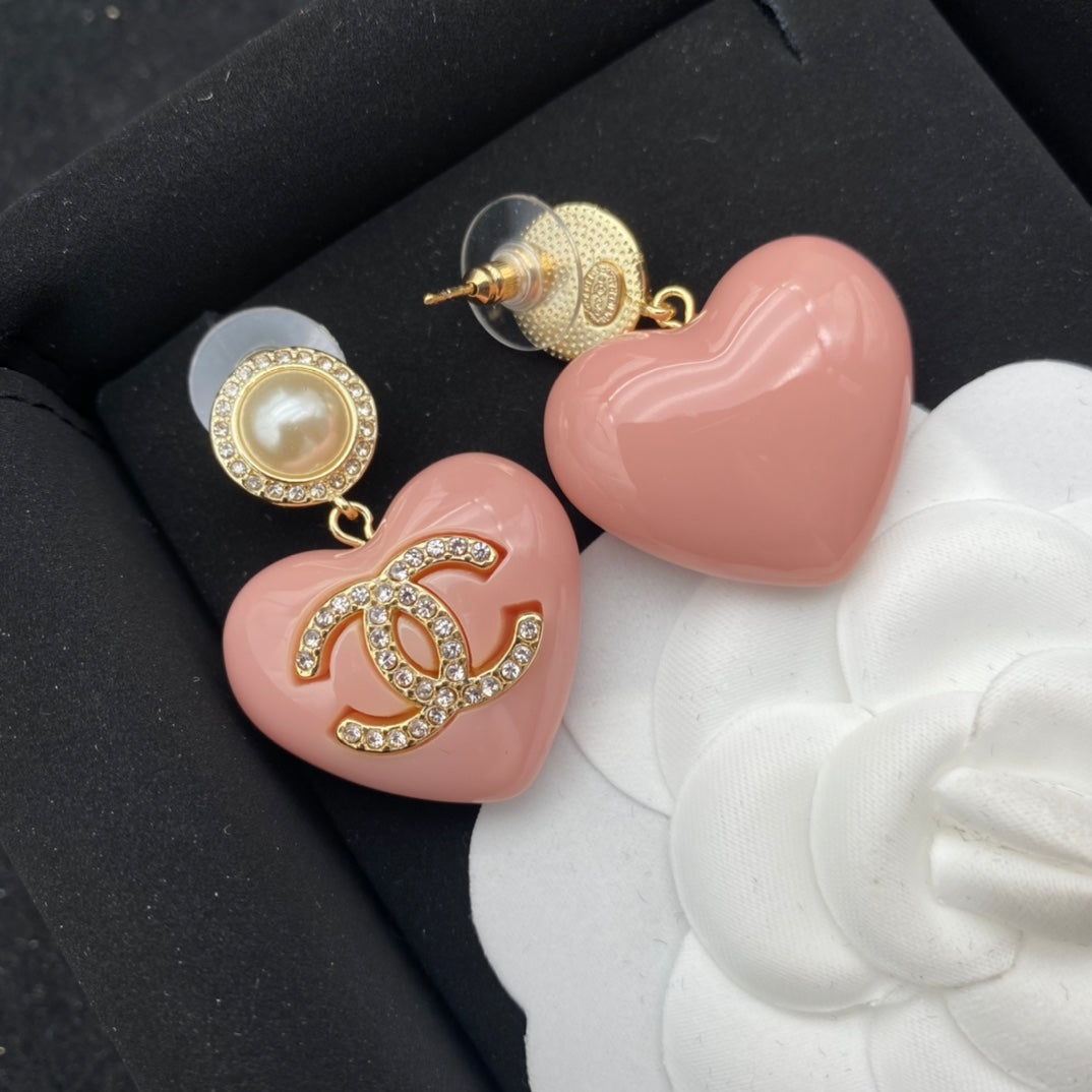 Élégantes Boucles d'Oreilles Cœur Roses