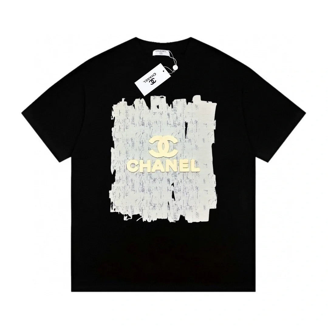Grand t-shirt décontracté à manches courtes avec logo graffiti tridimensionnel