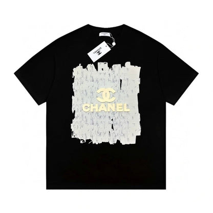 Grand t-shirt décontracté à manches courtes avec logo graffiti tridimensionnel