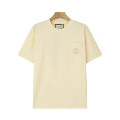 T-shirt à manches courtes avec poche plaquée et broderie G entrelacés classique