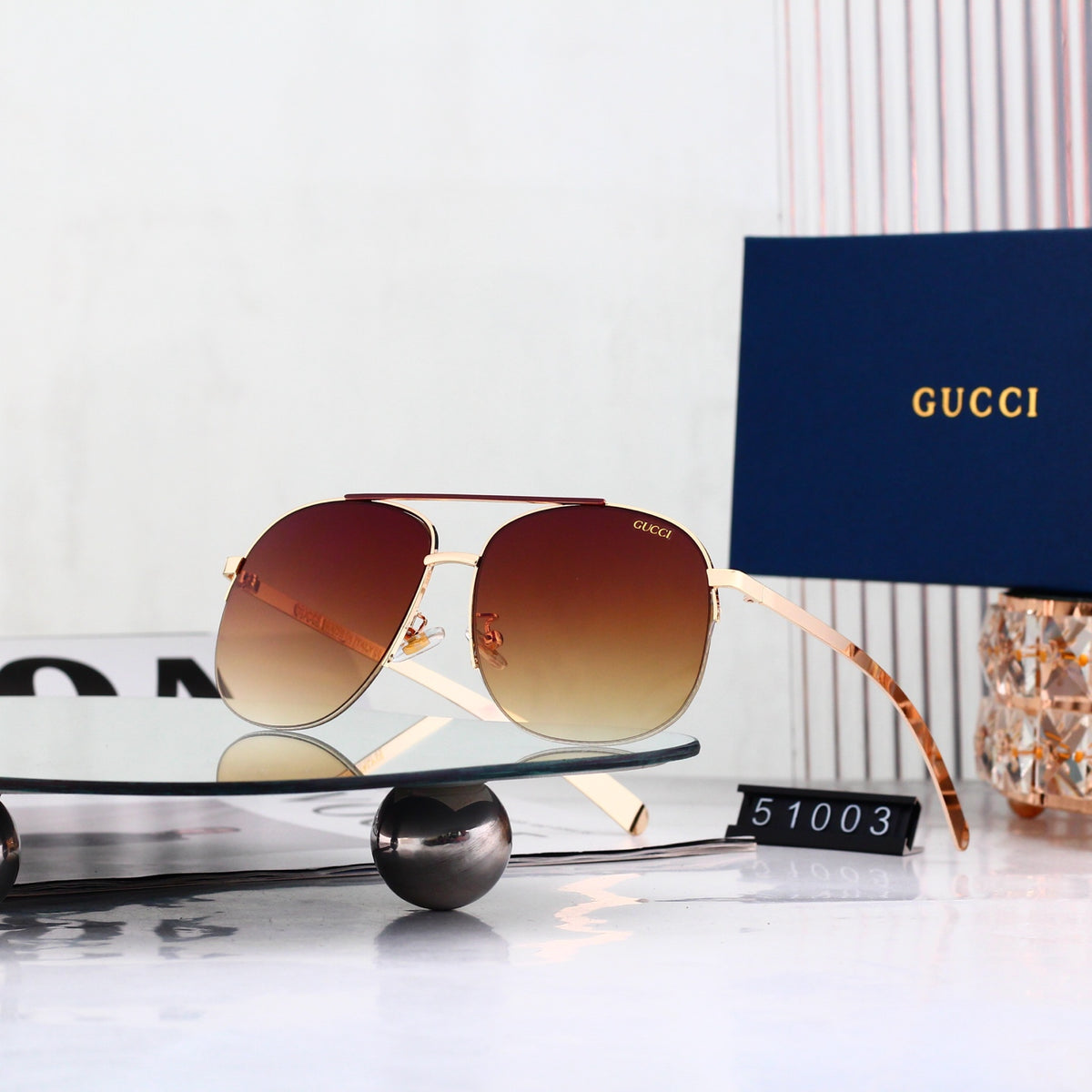 7 Color Classic Double Bridge Aviator Sunglasses - 51003