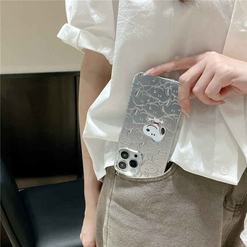Funda con diseño de perro chapada en oro rosa
