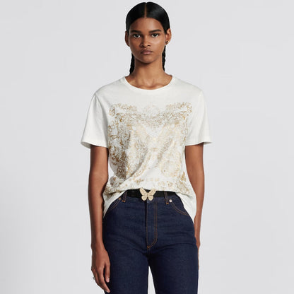 T-shirt graphique papillon autour du monde pour femme