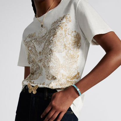 T-shirt graphique papillon autour du monde pour femme