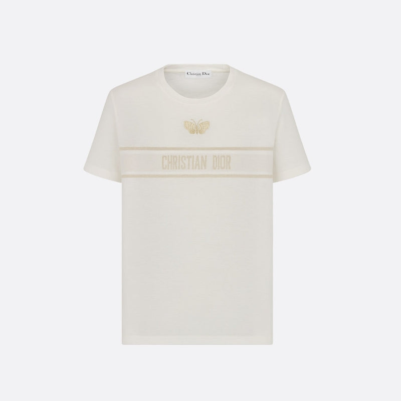 T-shirt papillon brodé logo doré