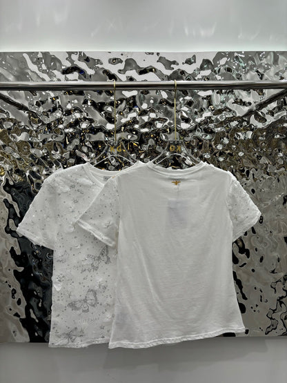 Nouveau T-shirt papillon en maille brodée