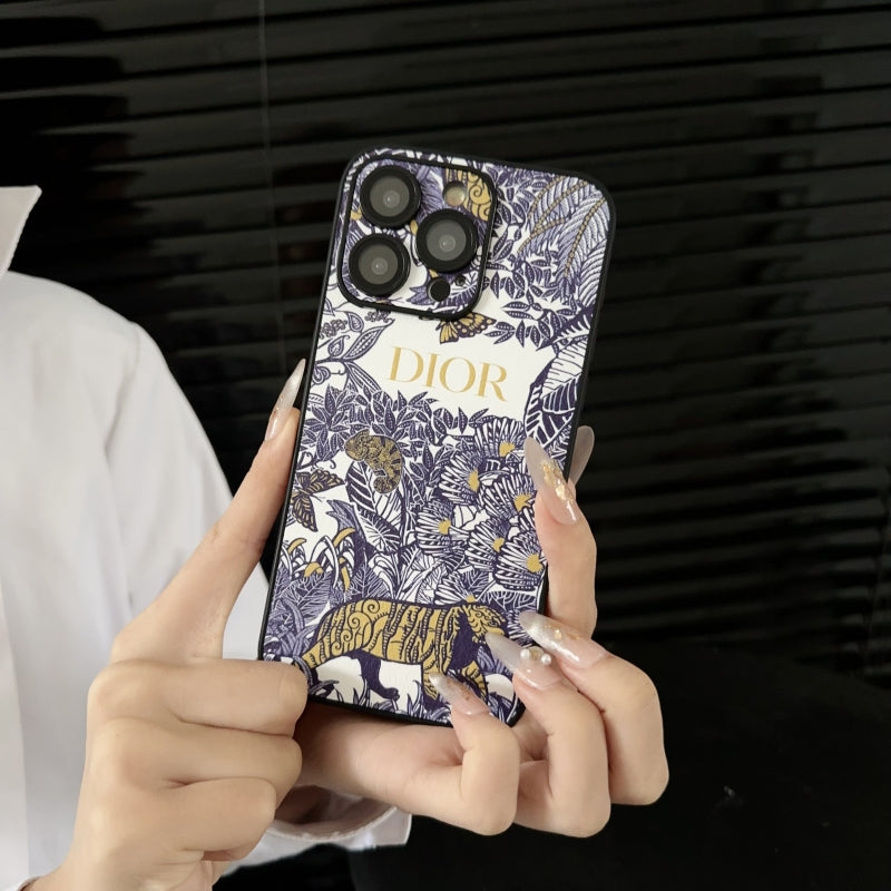 Étui en Cuir Fleur Tigre Forêt