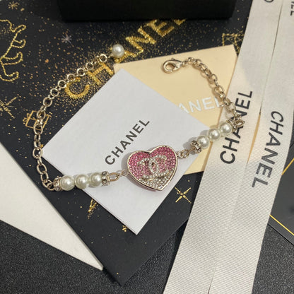 Bracelet Cœur en Strass et Perles