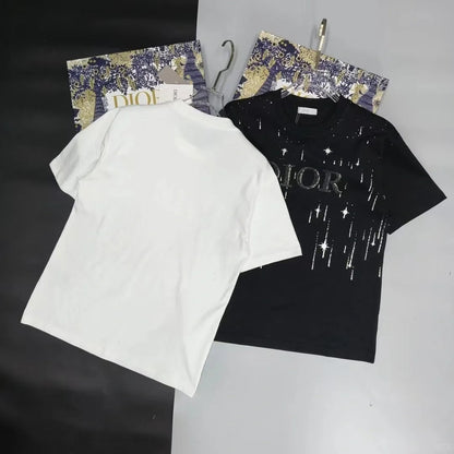 T-shirt en coton brodé coupe ample col rond manches courtes