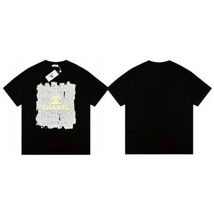 Grand t-shirt décontracté à manches courtes avec logo graffiti tridimensionnel