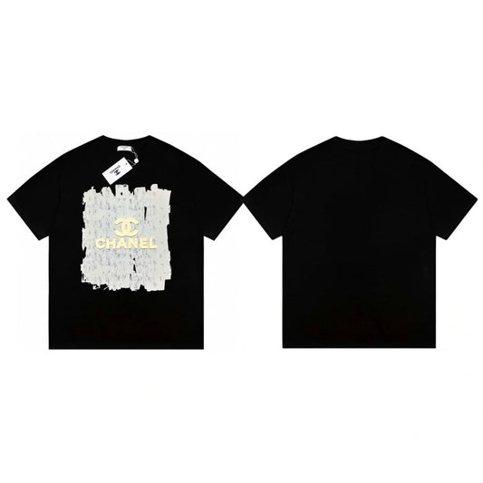 Grand t-shirt décontracté à manches courtes avec logo graffiti tridimensionnel