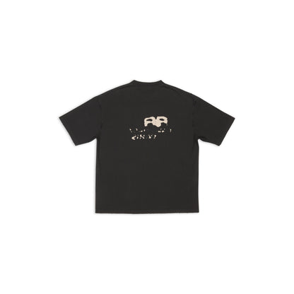 T-SHIRT DESSINÉ À LA MAIN COUPE DROITE NOIR (préférable pour l'été)