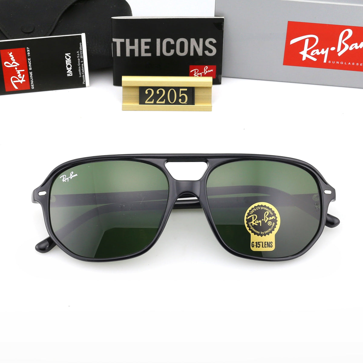 Retro Double Bridge Aviator Sunglasses - 2205