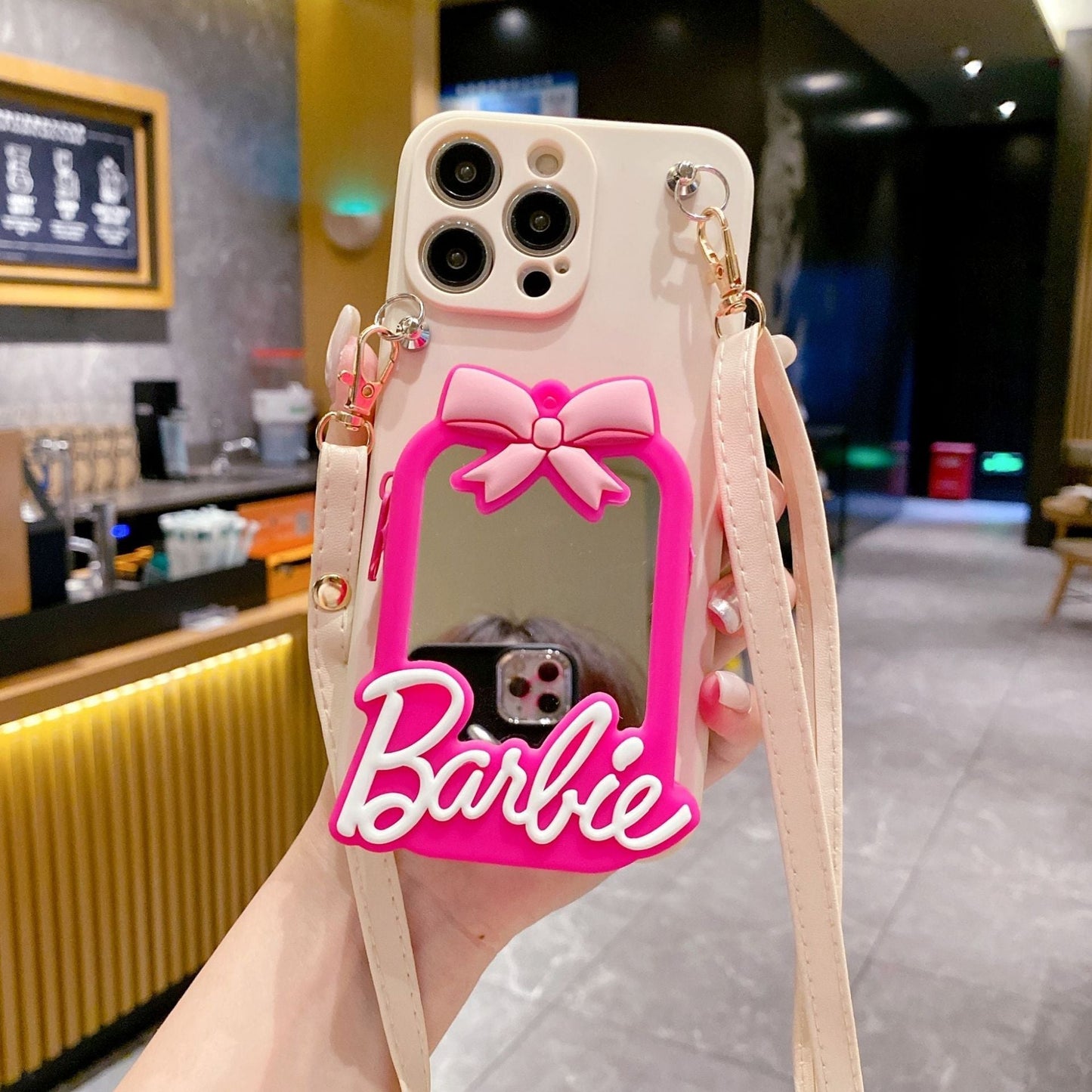 Estuche monedero tipo bandolera con espejo