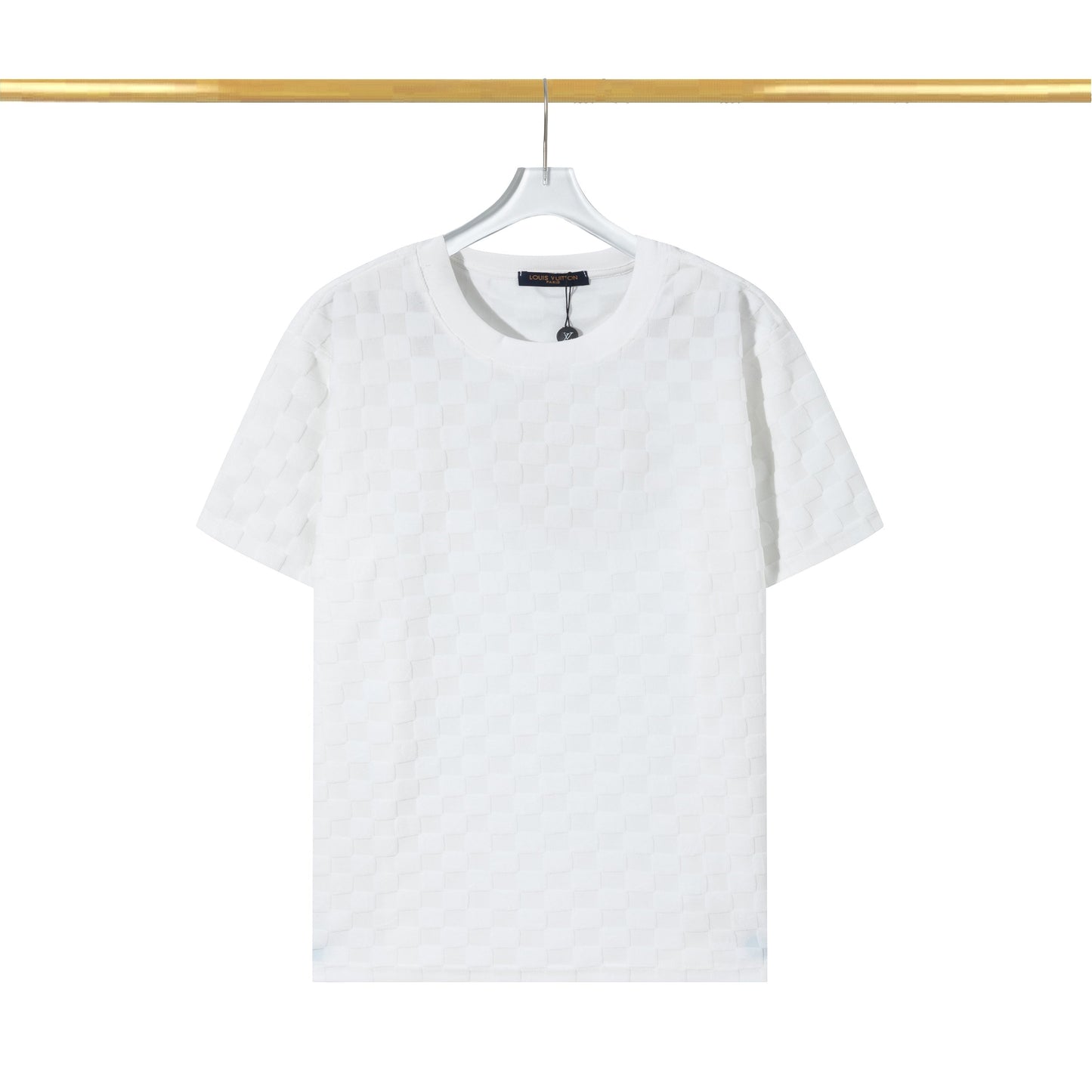 T-shirt en coton molletonné à motif damier en relief