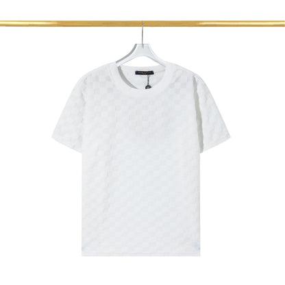 T-shirt en coton molletonné à motif damier en relief