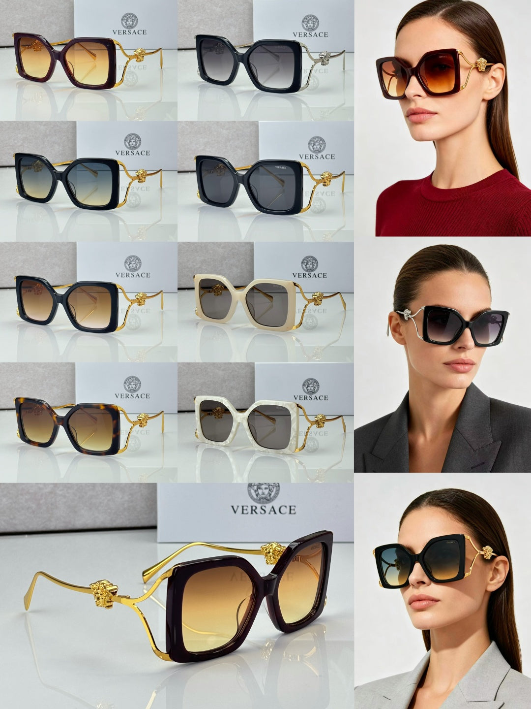 6 Color Square Chain Temple Sunglasses - VE4502U