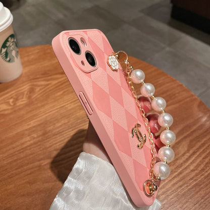 Estuche de Cuero con Pulsera de Cadena de Perlas