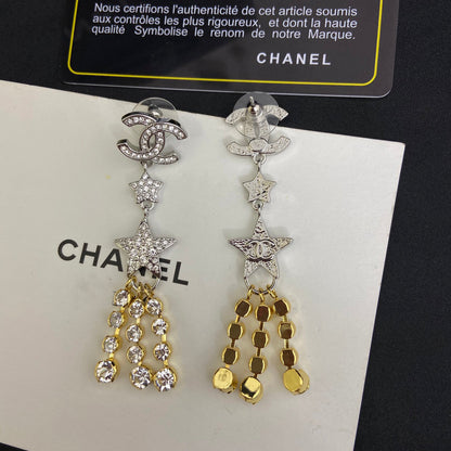 Boucles d'oreilles pendantes étoile en zircon étincelant