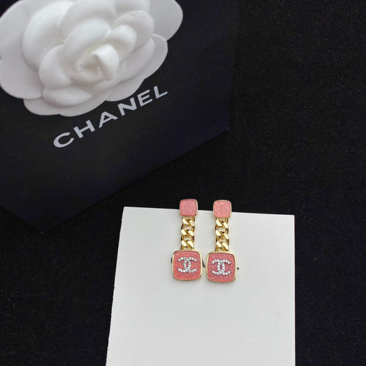 Aretes Rosados Esmaltados Brillantes