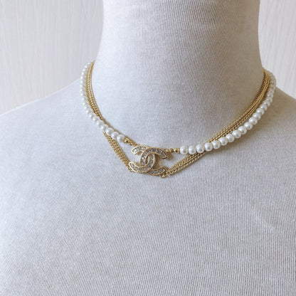 Collier de perles plaqué or double