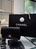 Classic Black Quilted Leather Bag | Black & Gold 🖤
